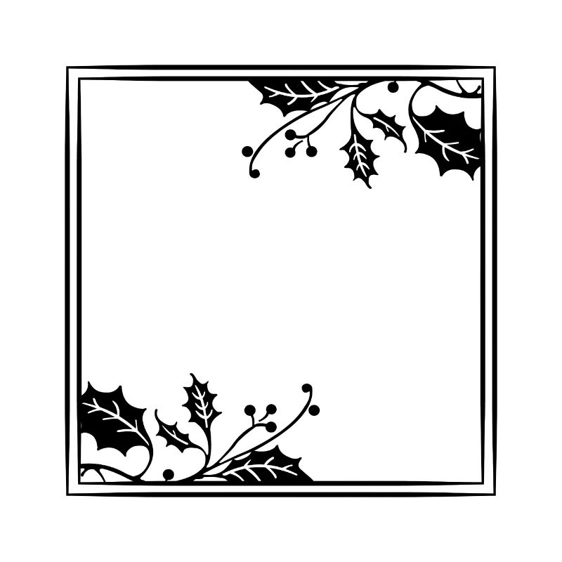 Black Frame Bay Leaf Christmas