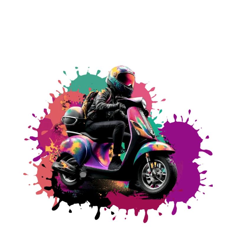 moto, scooter, coloré, peinture, éclaboussure de couleur