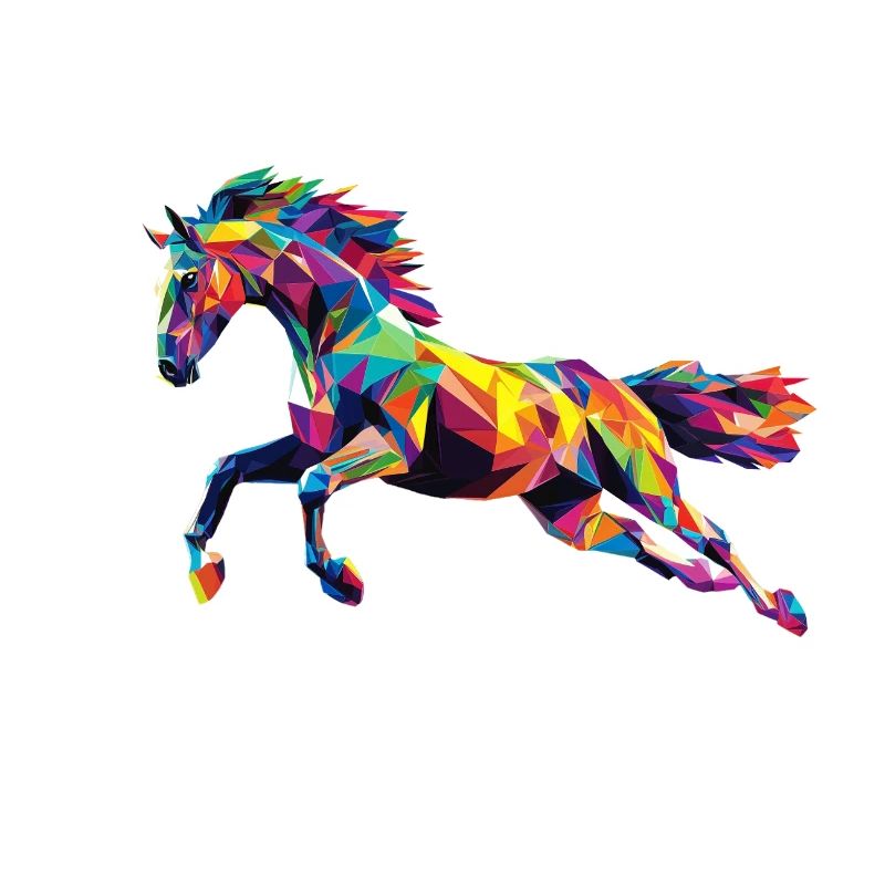 Tête de cheval colorée Low Poly logo design