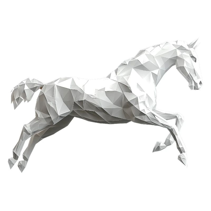 Cheval blanc Low Poly Logo Art Design Moule