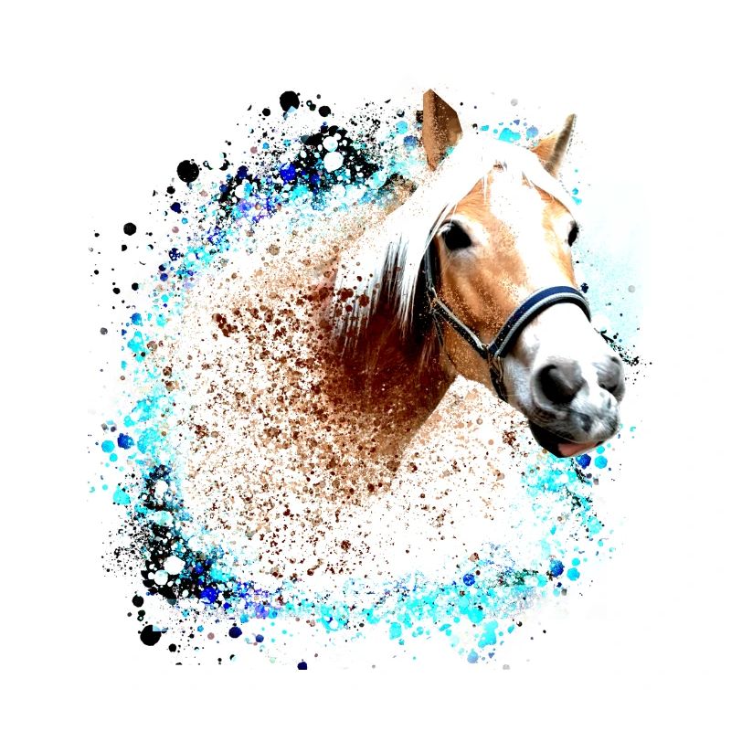 cheval,haflinger, graffitis, peinture, bleu, chevaux,