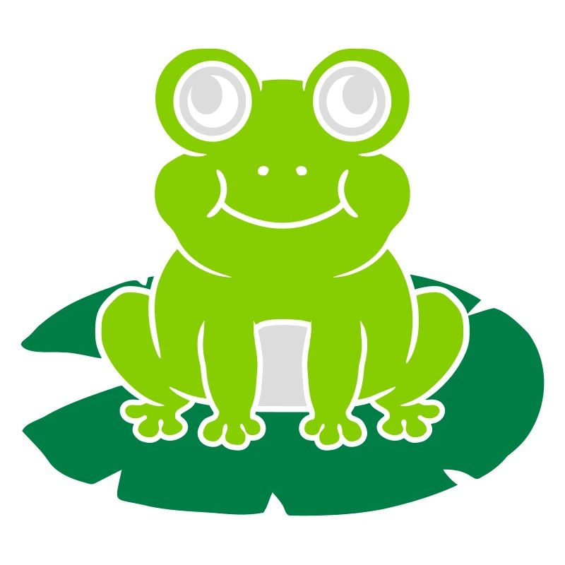Cute frog sits water lily