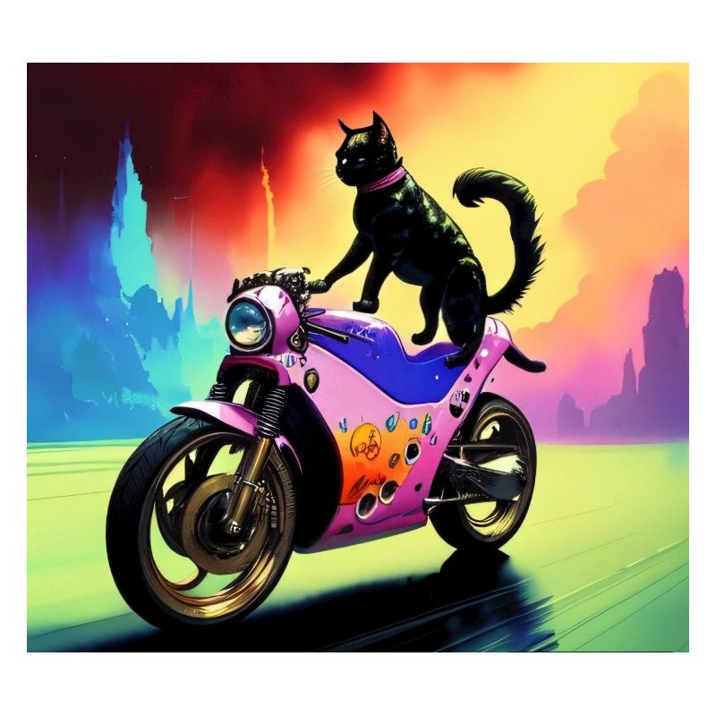 Cat on motorcycle