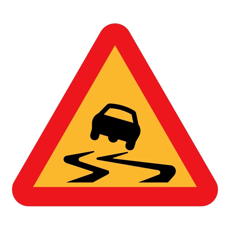 Slippery Road Car Warning