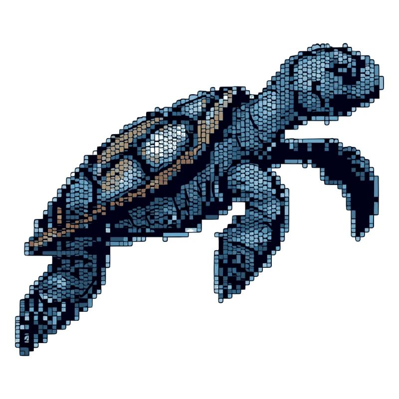 Rétro 8 bits Tortue de mer Nage