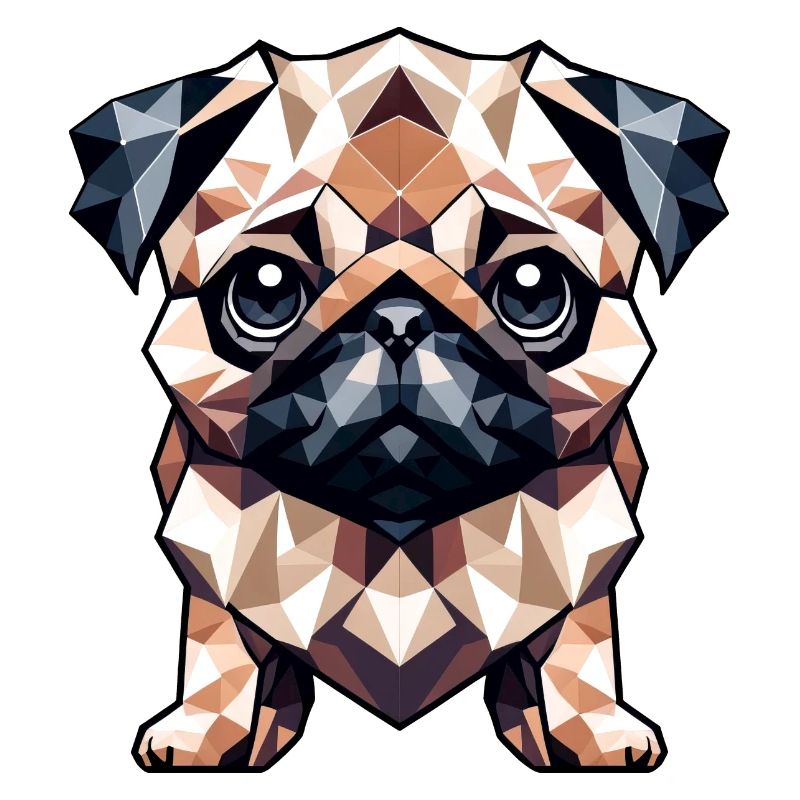 Mops in Polygon-Kunst Geometrisches Design