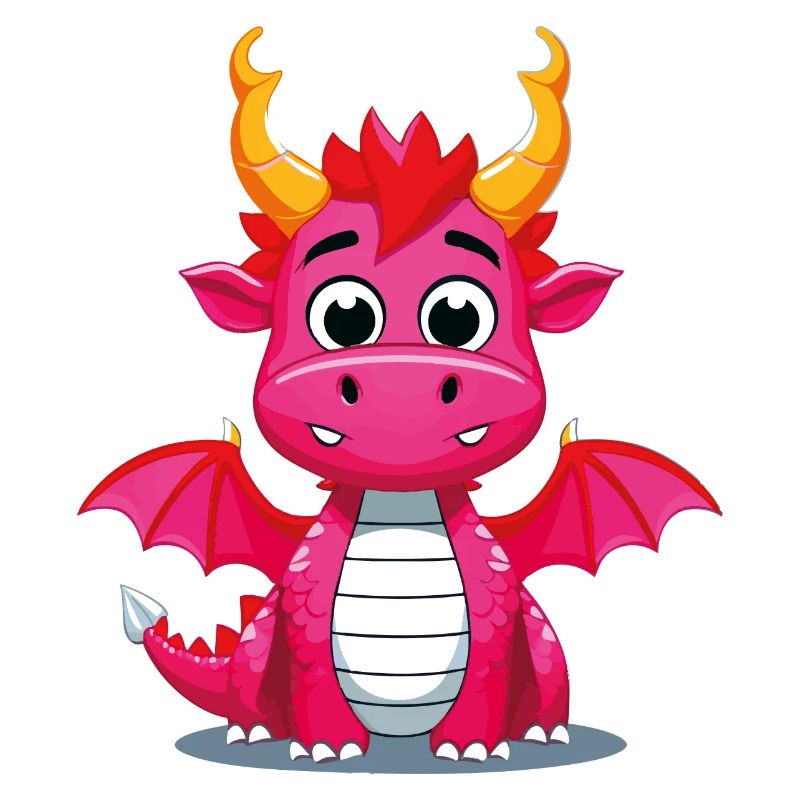 Mignon dragon de dessin animé avec des cornes dorées