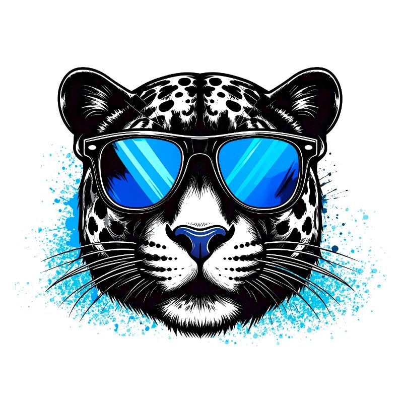 panthère avec lunettes de soleil ,illustration,panthère,leo