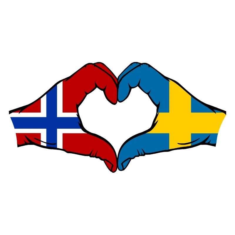 Drapeau Norvège-Suède Mains de cœur