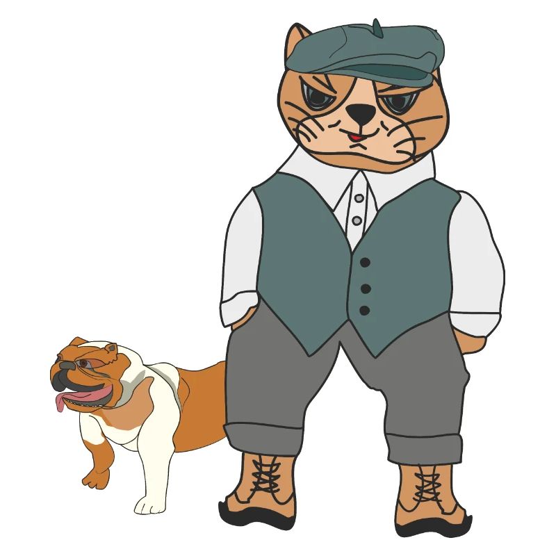 Chat élégant avec bouledogue anglais