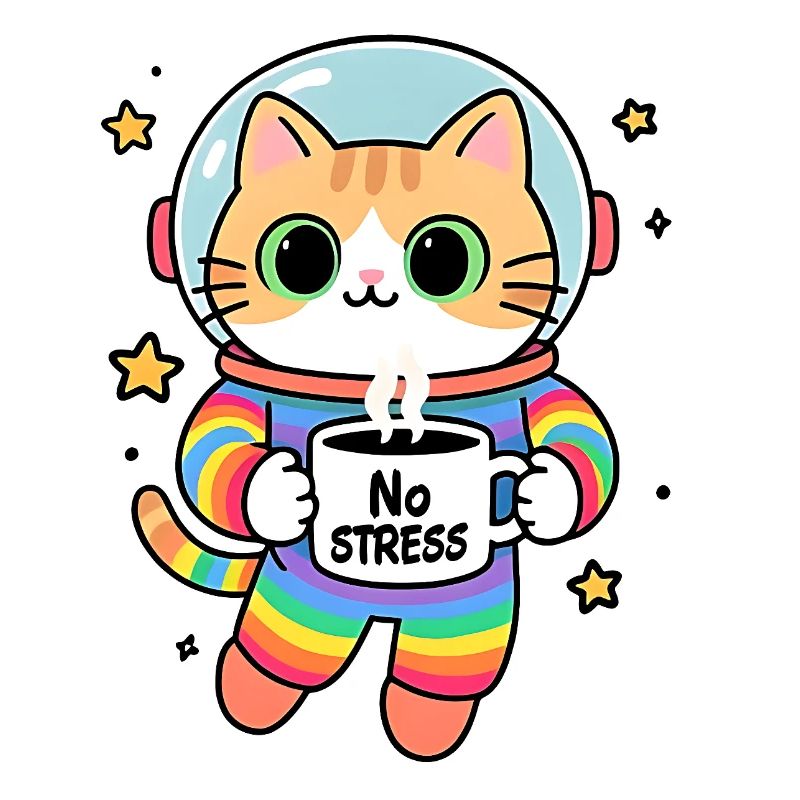 Chat astronaute Arc en ciel sans stress