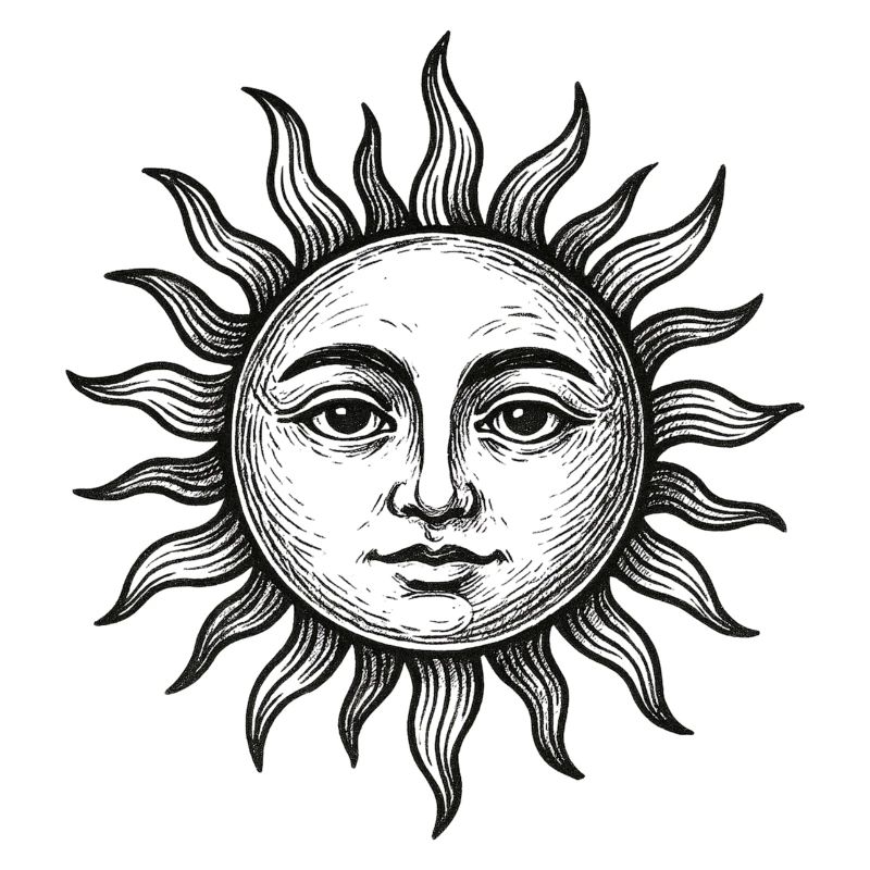 Sun Face Sketch in Night Style