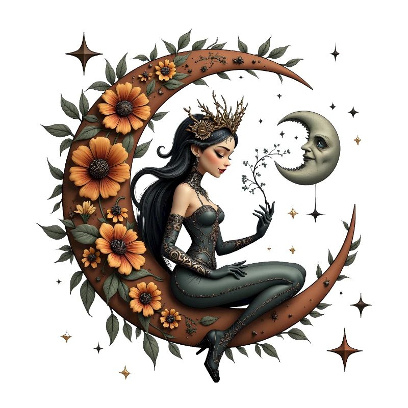 Lunar Goddess in Flowers