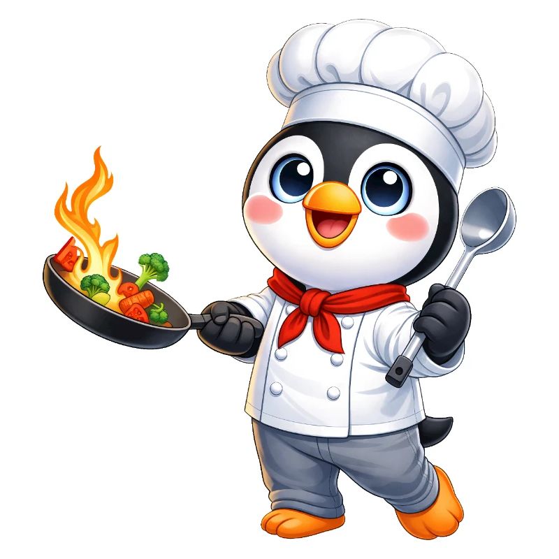 Cuisine animée de dessins animés Chef pingouin mignon