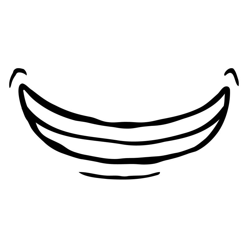 Comic wide exuberant grin