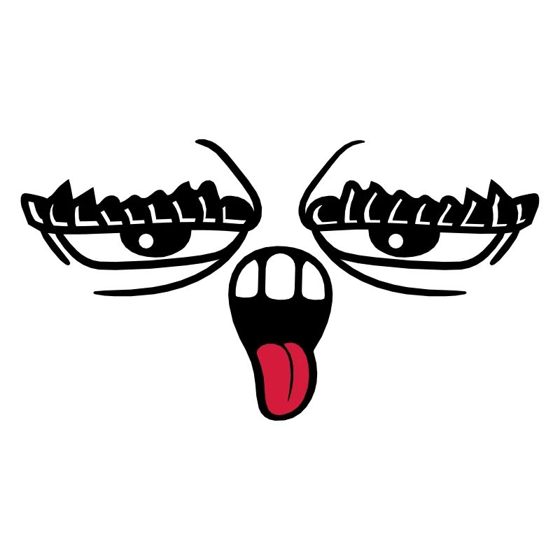 langue sortir la bouche 2 sourcils yeux