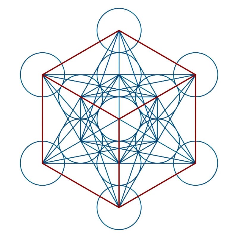 Le cube de Metatron - rouge bleu