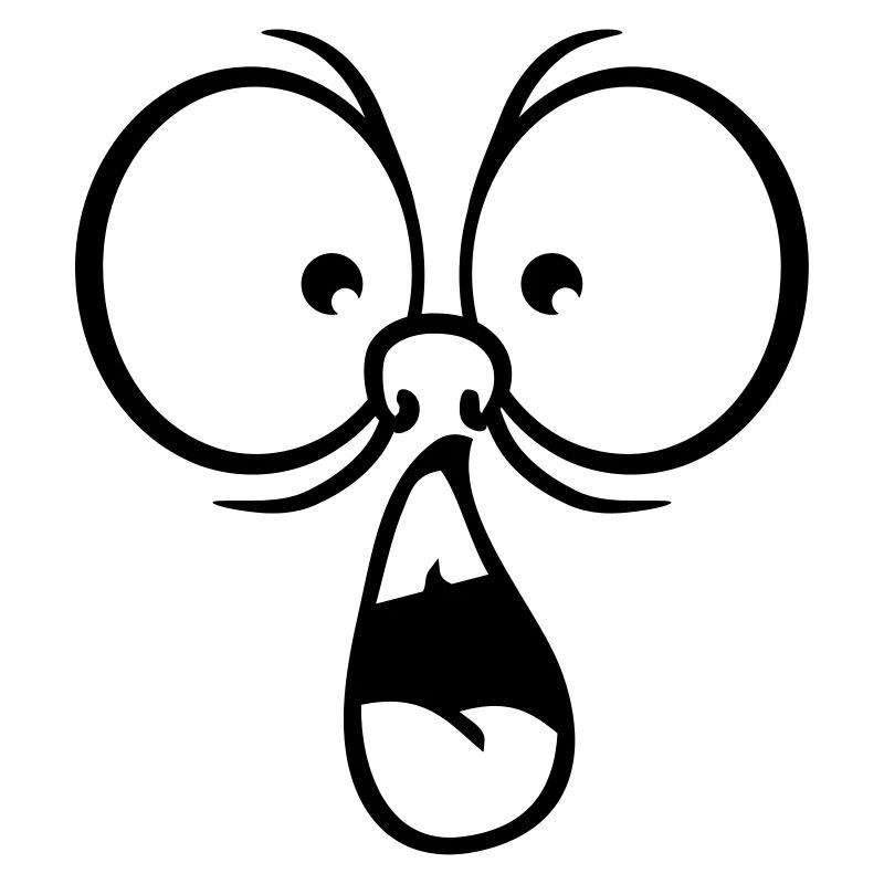 comic eyes mouth head frightened scared shoc