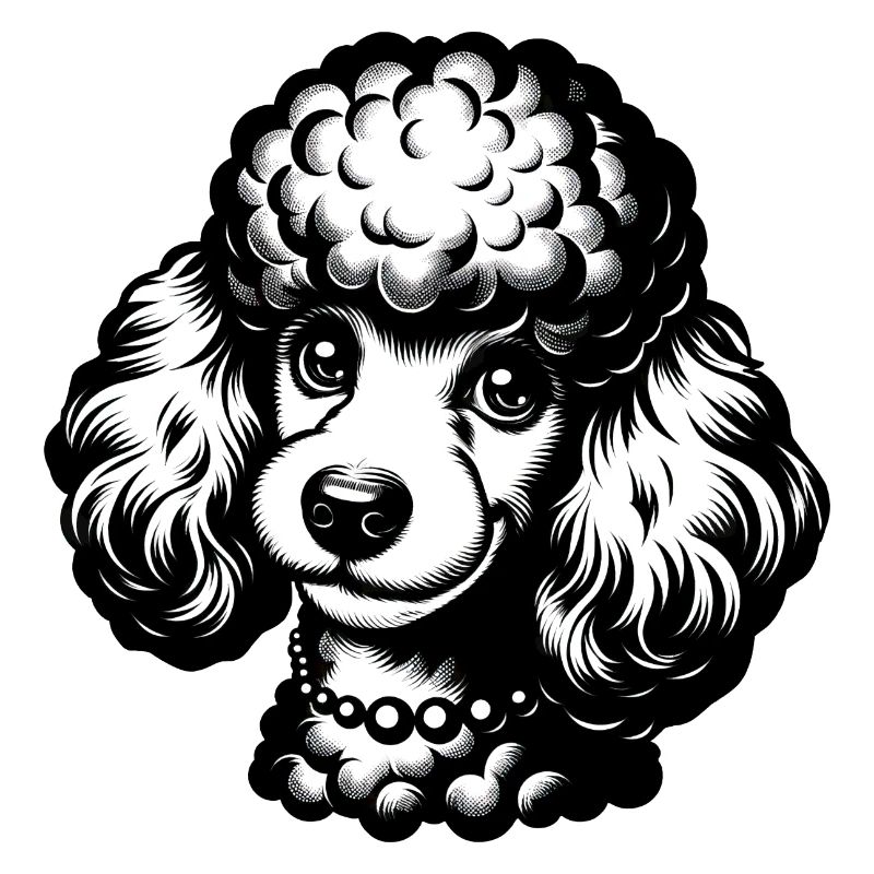 Dessin au crayon de caniche mignon