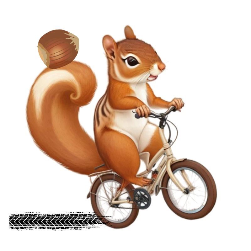 cute squirrel riding a bike