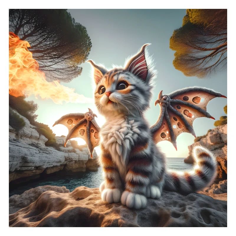 Feuerspeiendes Kätzchen Drache #01