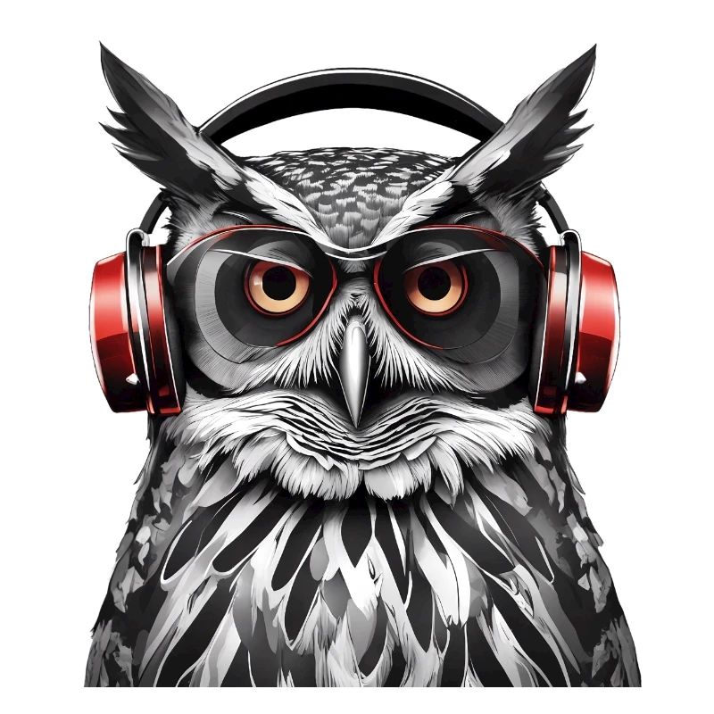 Coole Eule mit Kopfhörer