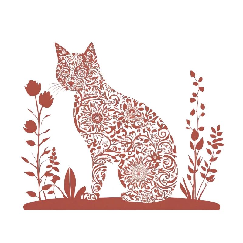 Chat et fleurs