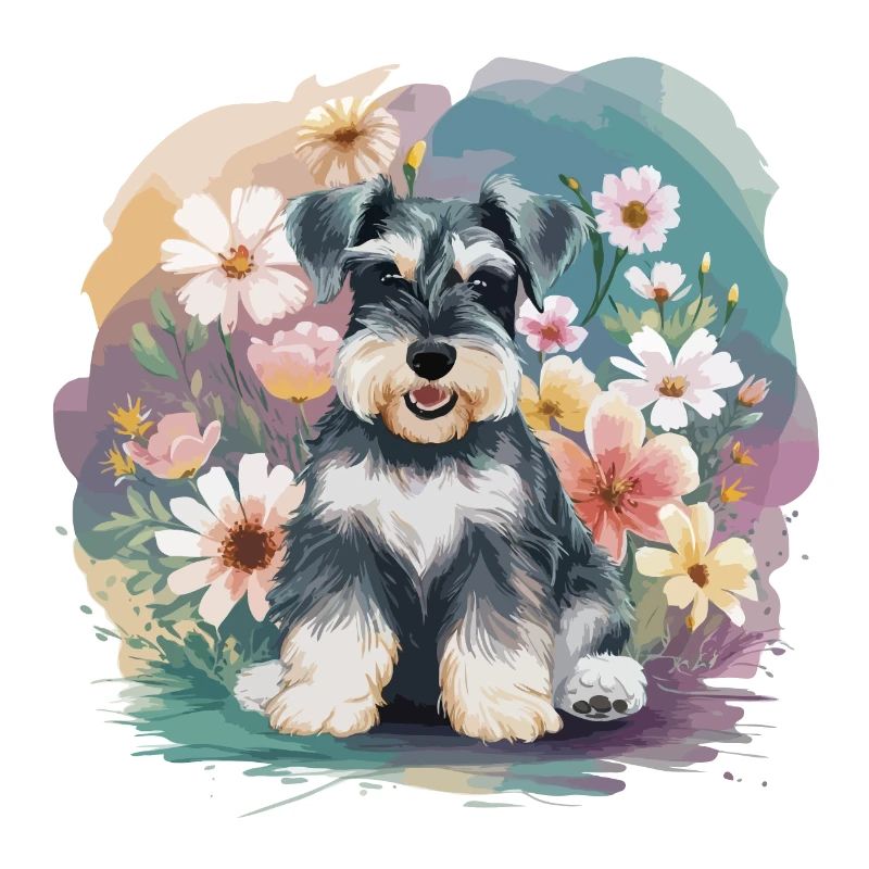 Schnauzer mit Blumen