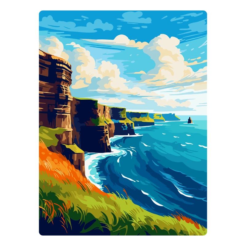 Falaises de Moher Irlande Royaume-Uni Affiche de voyage vintage