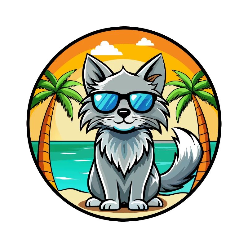 Nebelung Lunettes de soleil de dessin animé de race de chat plage