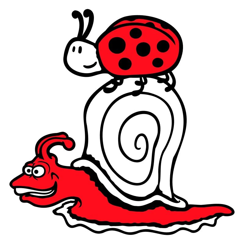 Escargot 2 Amis Coccinelle Équipe Rapide Mignon