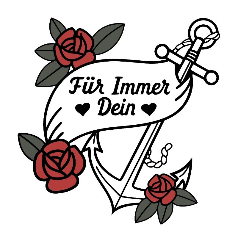 Für Immer Dein Anker mit Rosen