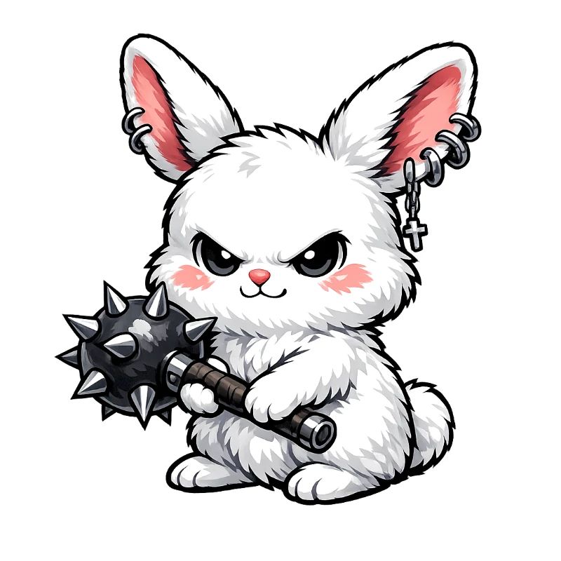 Lapin câlin avec marteau à pointes