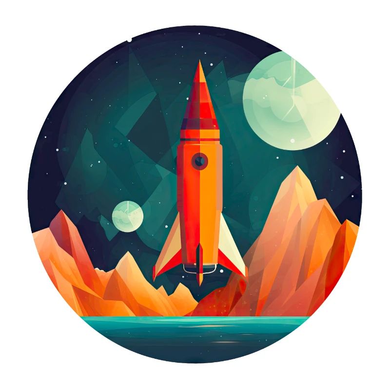 Rocket in Space Scenery