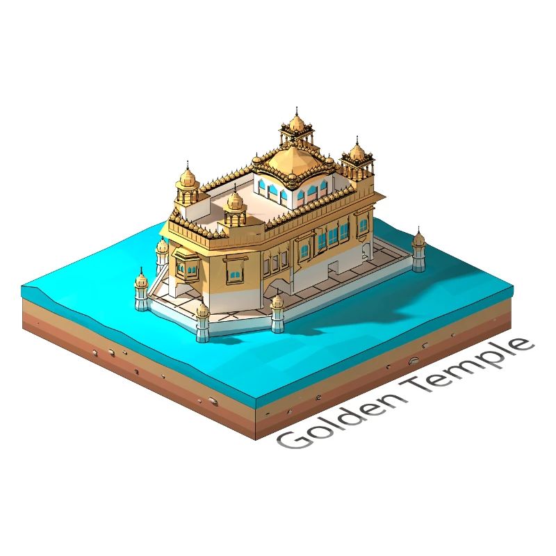 Geometric low poly Golden Temple