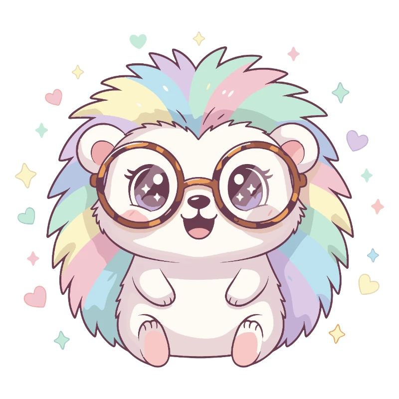 Rainbow hedgehog with glasses