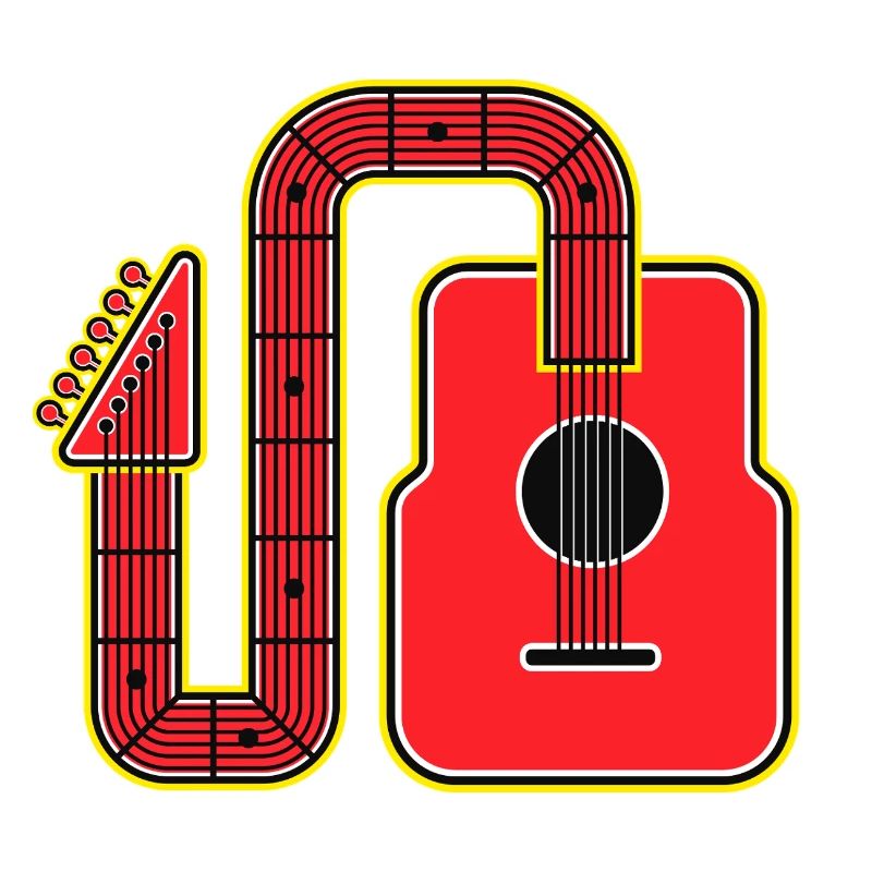 Red Abstract Shape Guitar
