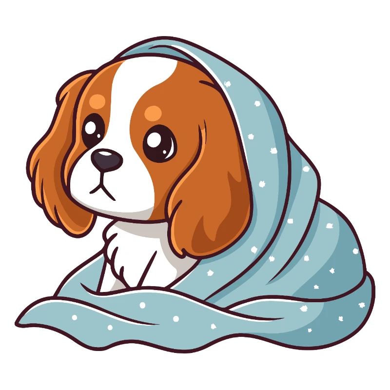 Beagle wrapped up in blue