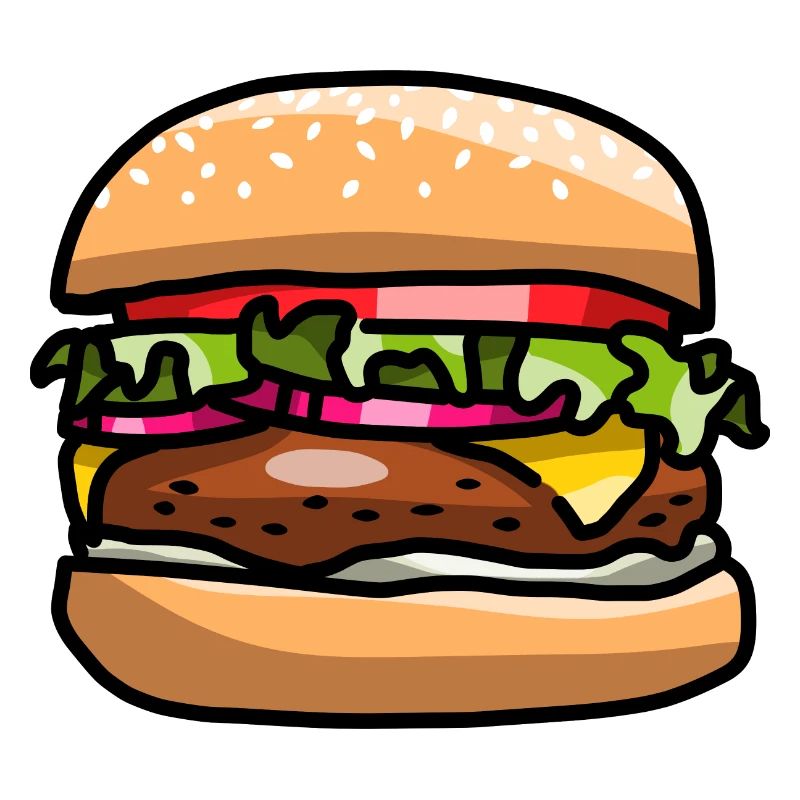 Comic Burger Hamburger Fleisch Patty Käse Tomate