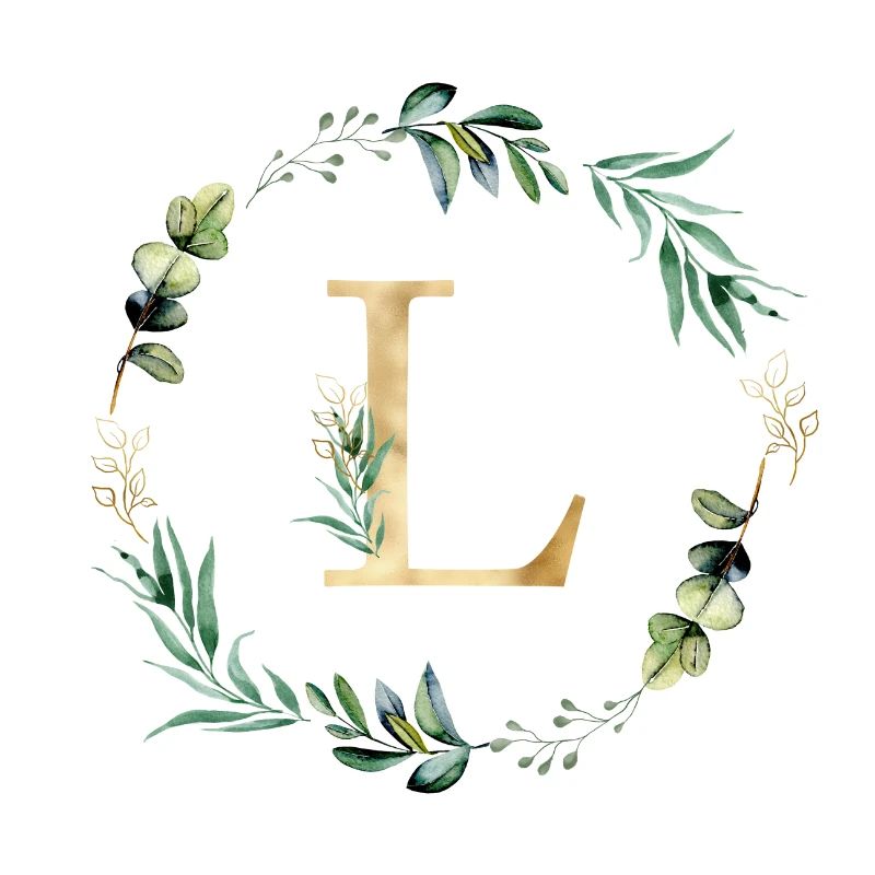Customizable Monogram L Botany Green Gold