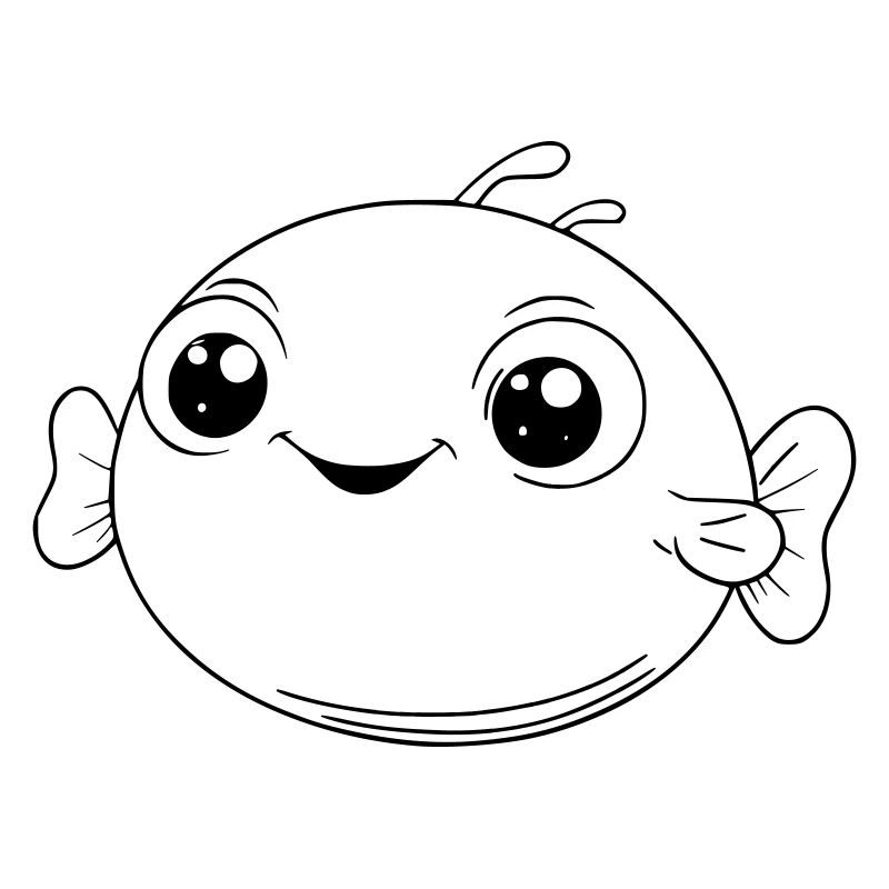 Cute puffer fish as vector illustration