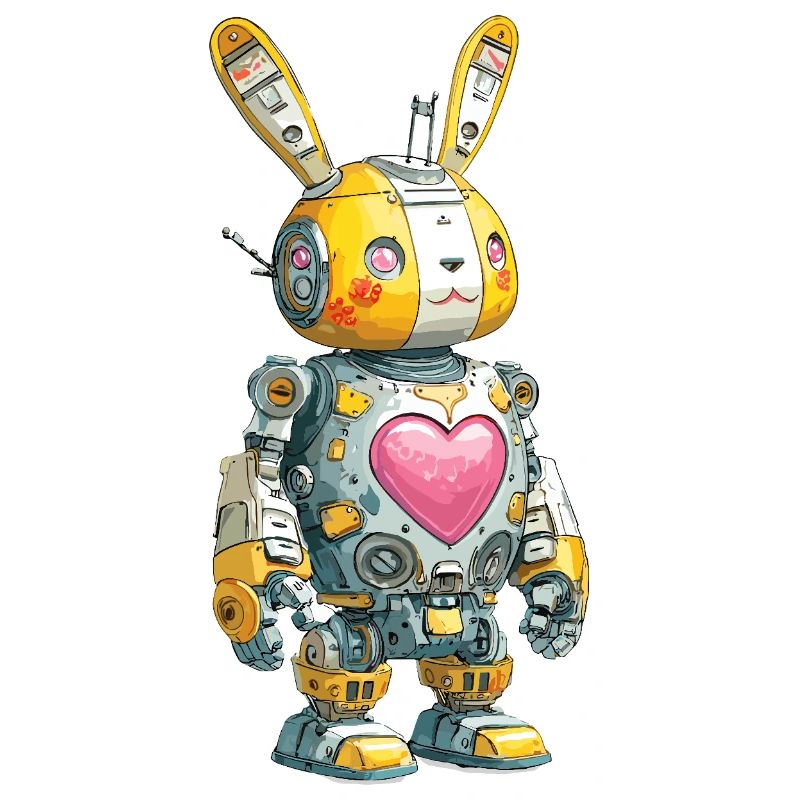Herzroboter Häschen im Retro-Stil