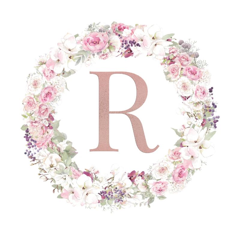 Customizable Monogram R Wreath