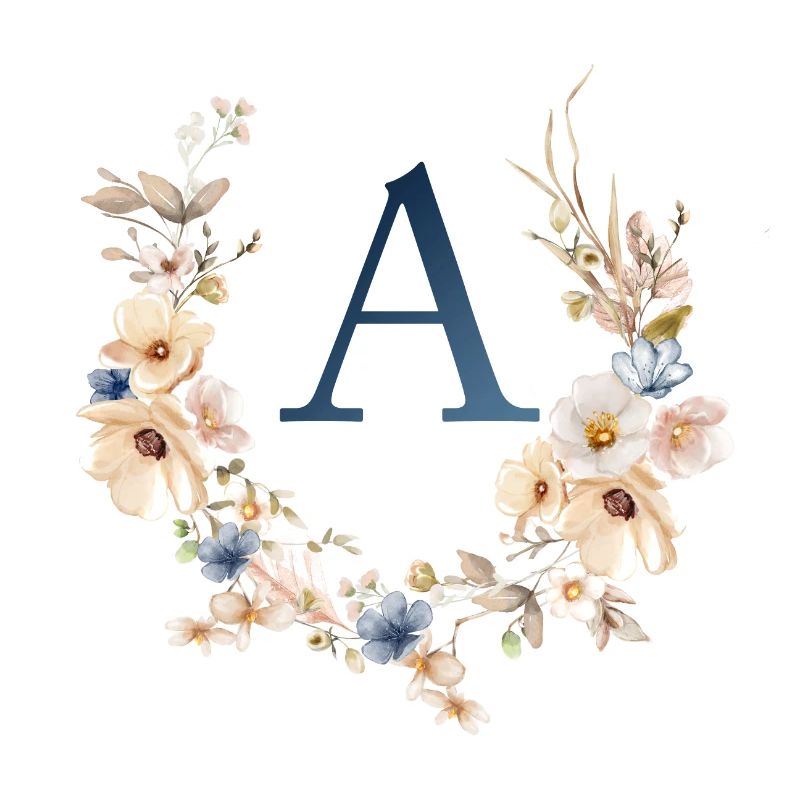 A Monogramm , Floral, Boho