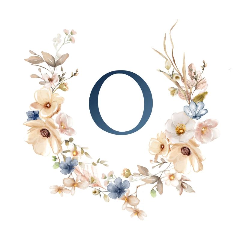 V Monogram, Floral, Boho