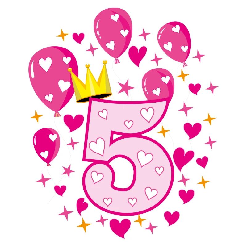 05 5 Geburtstag Mädchen Luftballons Krone Sternc
