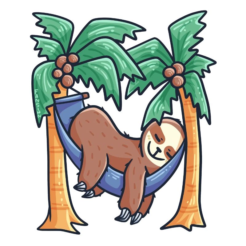 sleeping sloth in the hammock on palm trees