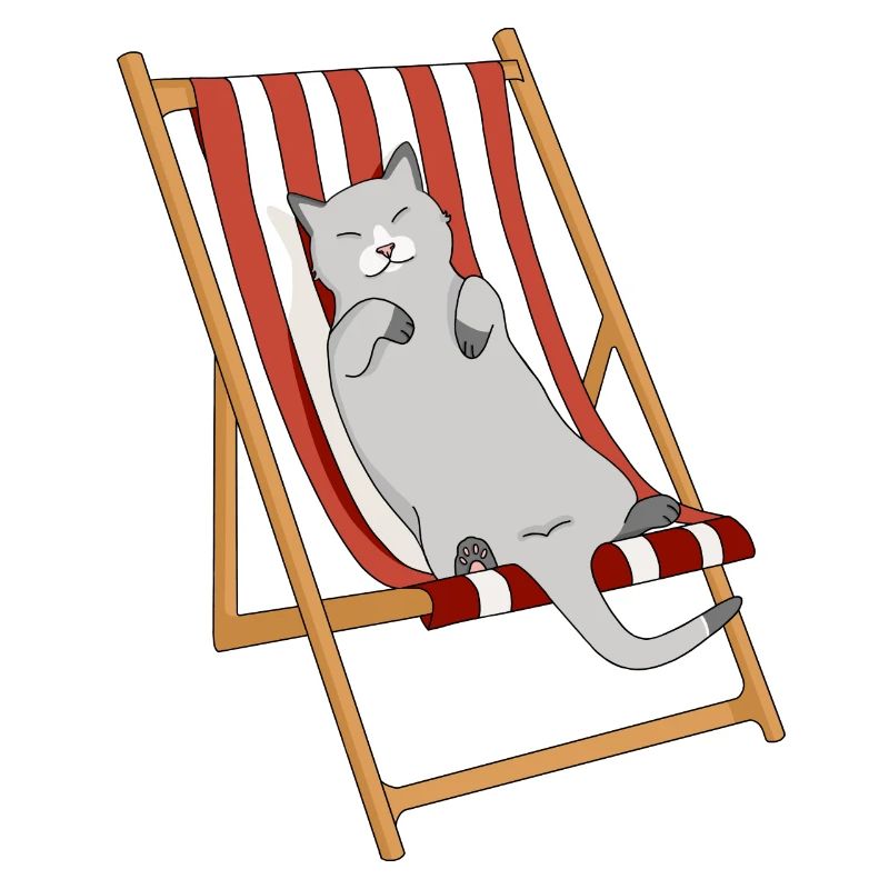 Chat paresseux en transat