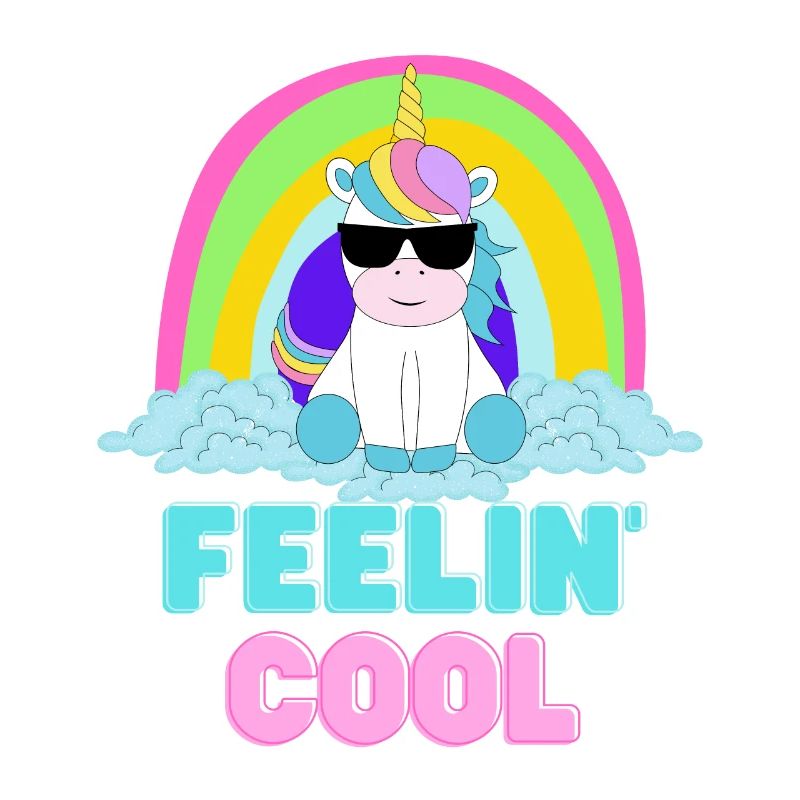 Feeling cool unicorn, Einhorn mit Regenbogen