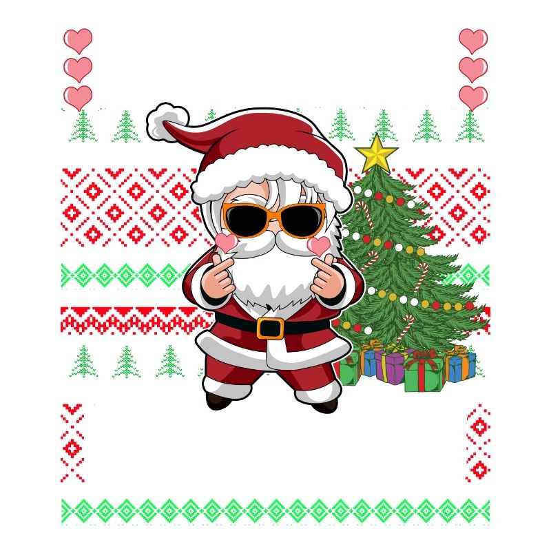Hässlicher Weihnachtspullover Design K-Pop Weihnachtsmann